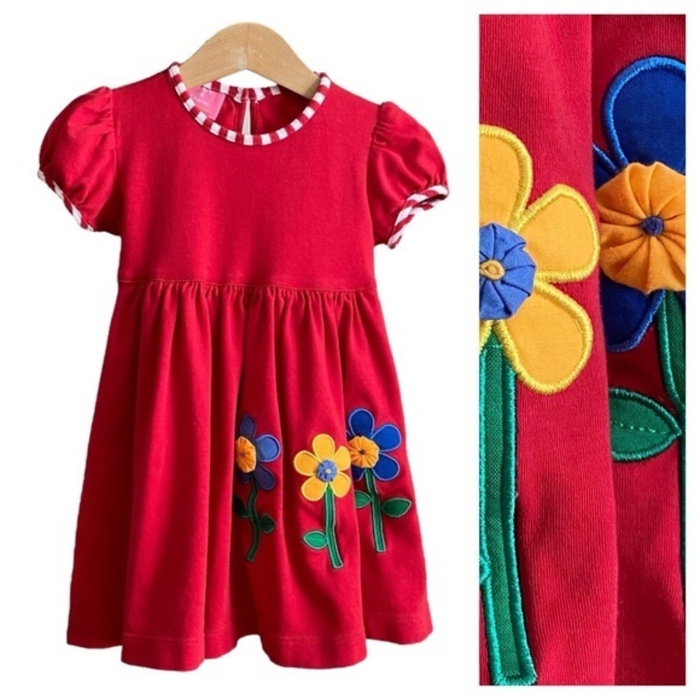 Claire & Charlie Red Flower Appliqués Dress
